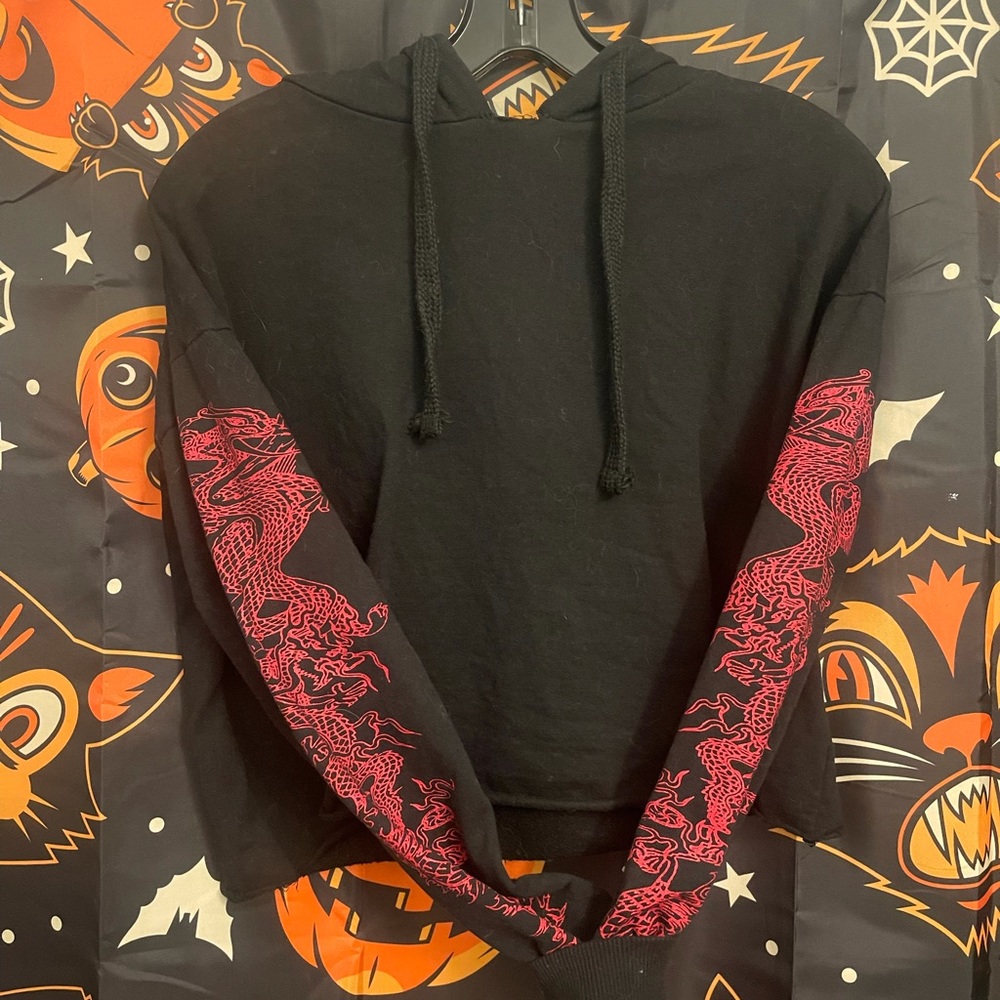 Crop Hoodie With Dragon Sleeves